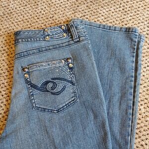 Style & Co‎ Premium Jeans Womens 12 Medium Wash Rhinestone Studded Straight Leg